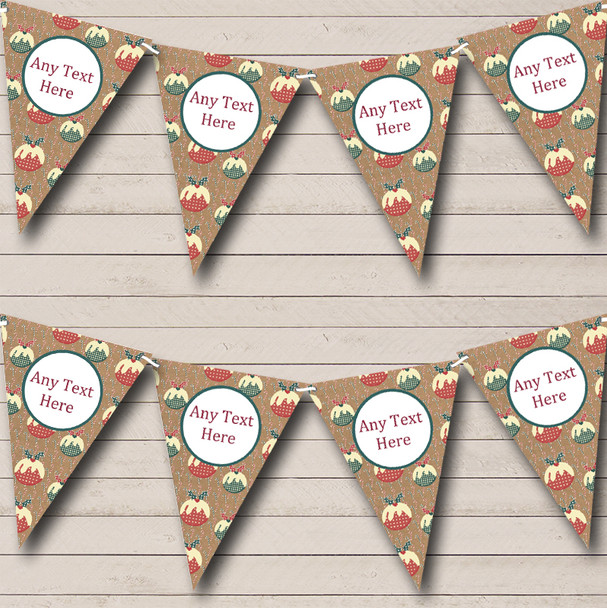 Xmas Puddings Personalized Christmas Decoration Bunting Flag Banner