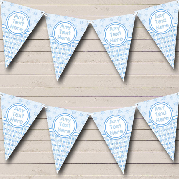 Winter Snowflakes Blue Personalized Christmas Bunting Flag Banner