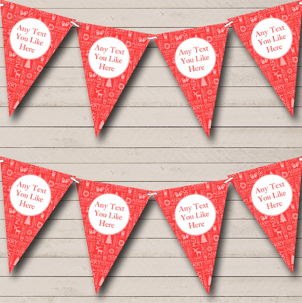 Red Merry Xmas Personalized Christmas Decoration Bunting Flag Banner