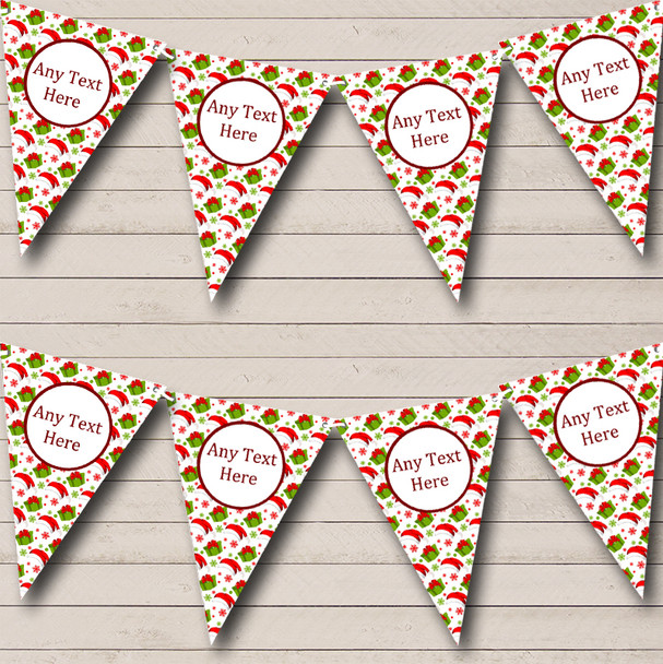 Presents & Hats Personalized Christmas Decoration Bunting Flag Banner