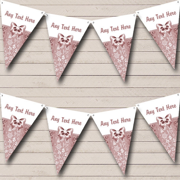 Plum And White Bow Personalized Christmas Bunting Flag Banner