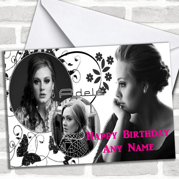 Adele Black & White Personalized Birthday Card