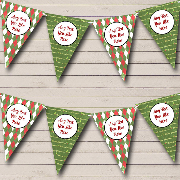 Diamonds & Text Personalized Christmas Decoration Bunting Flag Banner