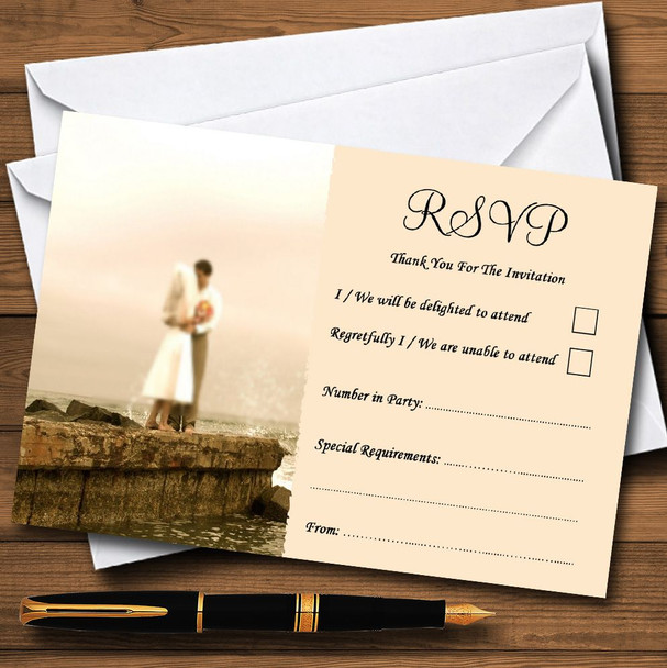 Romantic Couple One Beach Personalized RSVP Cards