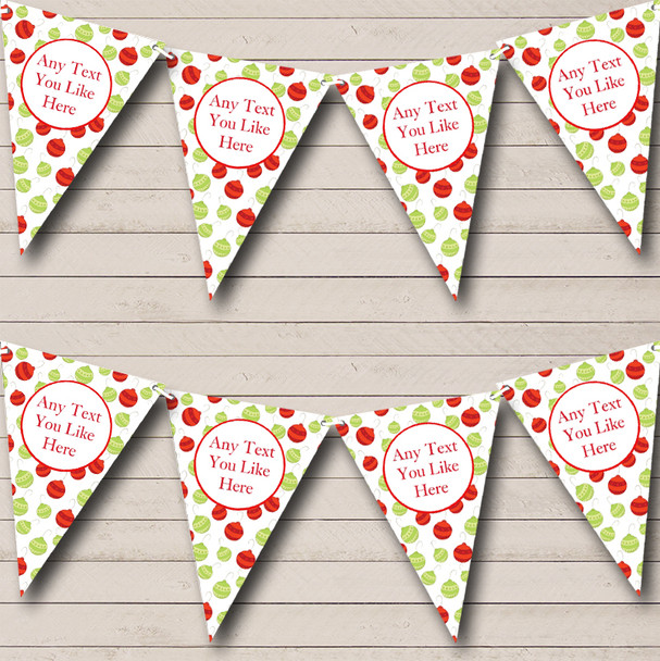 Baubles Red & Green Personalized Christmas Decoration Bunting Flag Banner