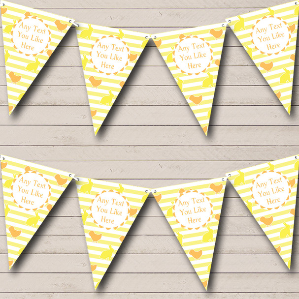 Yellow Orange Easter Chick Bunny Personalized Easter Party Bunting Flag Banner