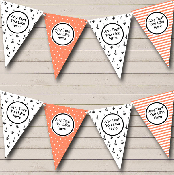 Sailing Nautical Black Coral Personalized Shabby Chic Garden Tea Party Bunting Flag Banner