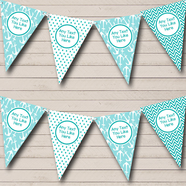 Sailing Nautical  Turquoise Personalized Shabby Chic Garden Tea Party Bunting Flag Banner
