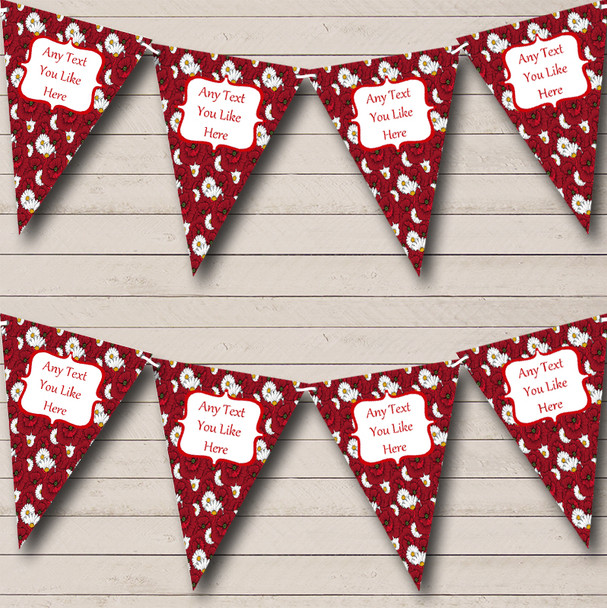 Red Poppy And Daisy Personalized Shabby Chic Garden Tea Party Bunting Flag Banner