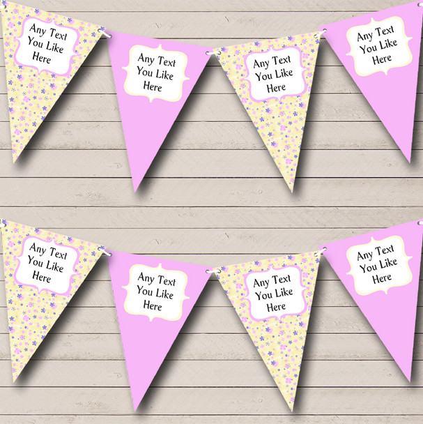 Pink Yellow Personalized Shabby Chic Garden Tea Party Bunting Flag Banner