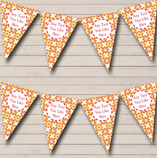 Orange Coral Flowers Bright Personalized Shabby Chic Garden Tea Party Bunting Flag Banner