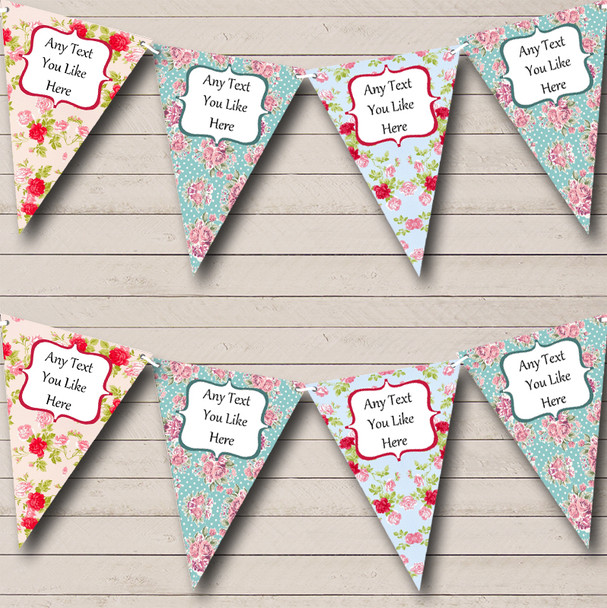 Floral Personalized Shabby Chic Garden Tea Party Bunting Flag Banner