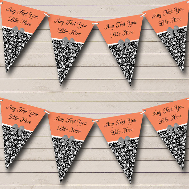 Coral Damask Vintage Personalized Shabby Chic Garden Tea Party Bunting Flag Banner