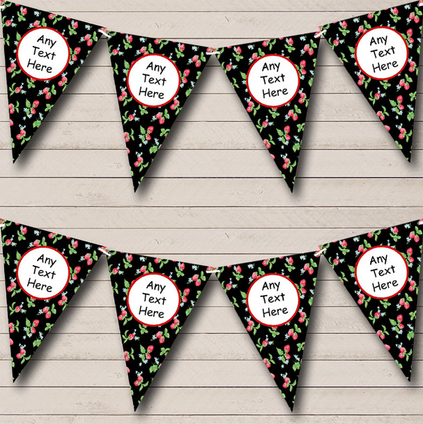 Black Strawberry Personalized Shabby Chic Garden Tea Party Bunting Flag Banner