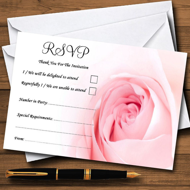 Stunning Pale Baby Pink Rose Personalized RSVP Cards