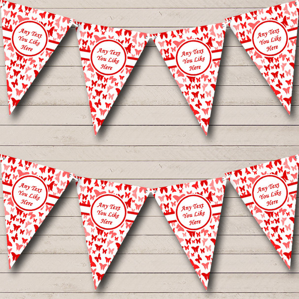 Beautiful Red Butterfly Personalized Shabby Chic Garden Tea Party Bunting Flag Banner