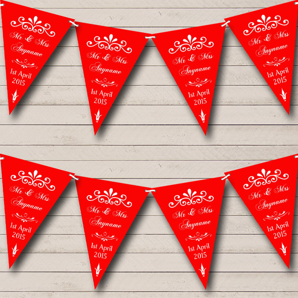 Vintage Regal Red Personalized Wedding Venue or Reception Bunting Flag Banner