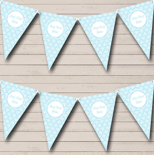 Vintage Lace Look Pretty Sky Blue Personalized Wedding Bunting Flag Banner