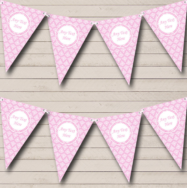 Vintage Lace Look Pretty Baby Pink Personalized Wedding Bunting Flag Banner