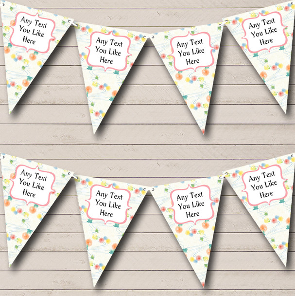 Summer Floral Cream Personalized Wedding Venue or Reception Bunting Flag Banner
