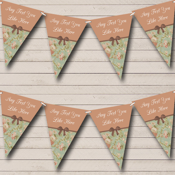 Shabby Chic Vintage Green Personalized Wedding Venue or Reception Bunting Flag Banner