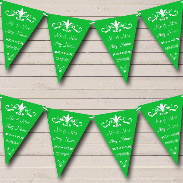 Regal Green Personalized Wedding Venue or Reception Bunting Flag Banner