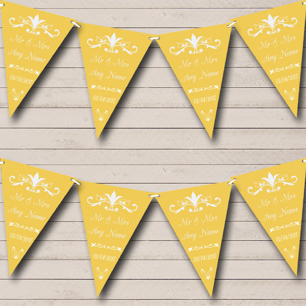 Regal Gold Yellow Personalized Wedding Venue or Reception Bunting Flag Banner