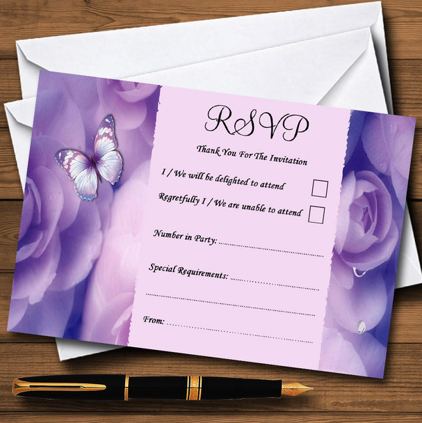 Lilac Lavender Butterfly Personalized RSVP Cards