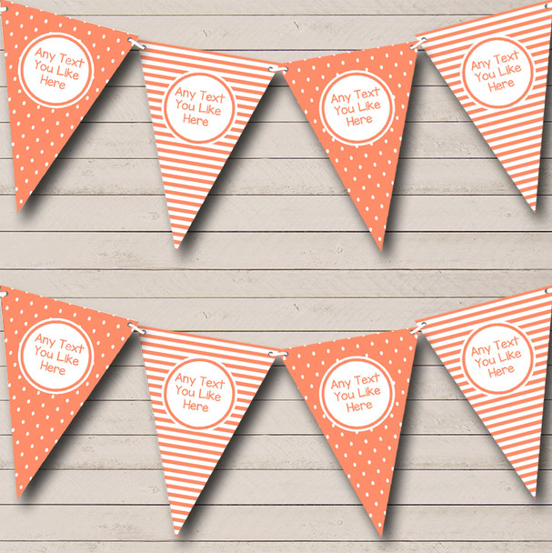 Coral Polkadot And Stripes Personalized Wedding Venue or Reception Bunting Flag Banner