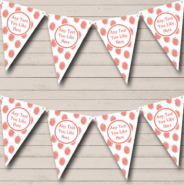 Coral Flowers White Personalized Wedding Venue or Reception Bunting Flag Banner