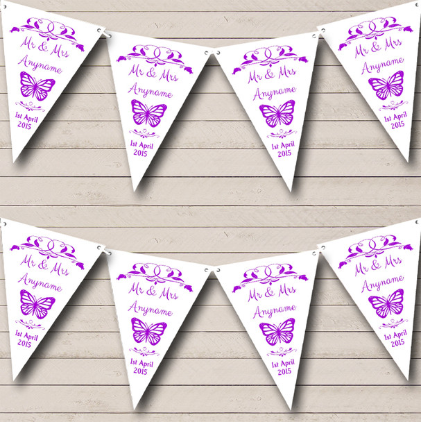Butterfly  Purple Personalized Wedding Venue or Reception Bunting Flag Banner