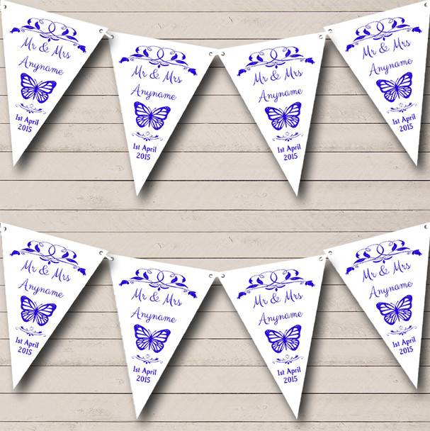 Butterfly  Blue Personalized Wedding Venue or Reception Bunting Flag Banner