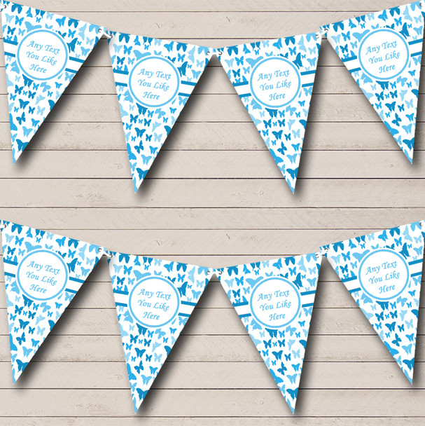 Beautiful Sky Blue Butterfly Personalized Wedding Venue or Reception Bunting Flag Banner