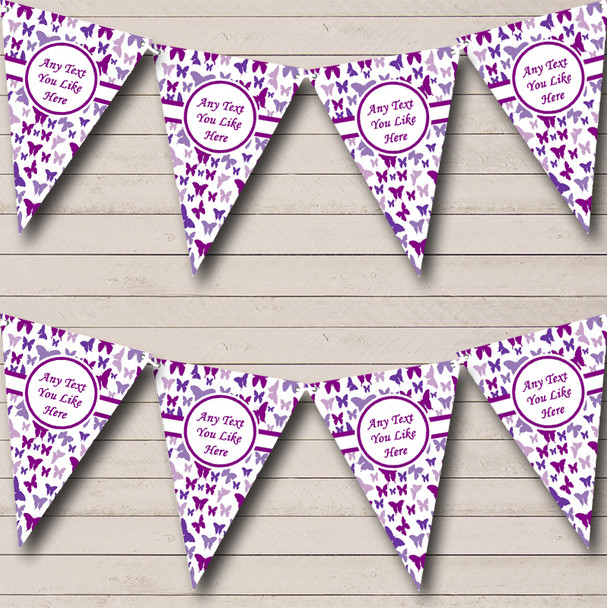 Beautiful Purple Butterfly Personalized Wedding Venue or Reception Bunting Flag Banner