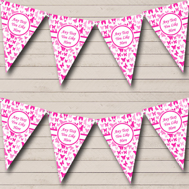 Beautiful Hot Pink Butterfly Personalized Wedding Venue or Reception Bunting Flag Banner