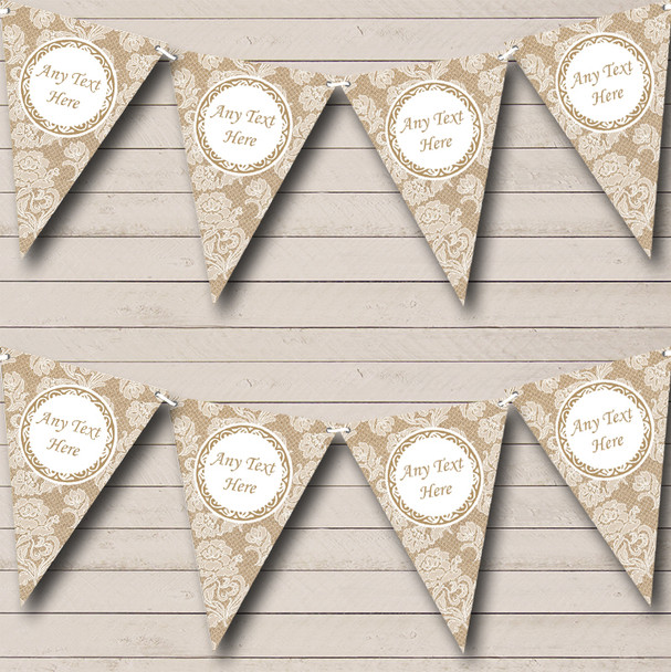 Lace & Burlap Personalized Christening Bunting Flag Banner