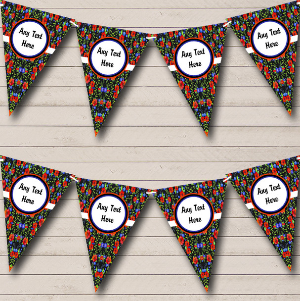 Chalk Style Floral Personalized Engagement Party Bunting Flag Banner