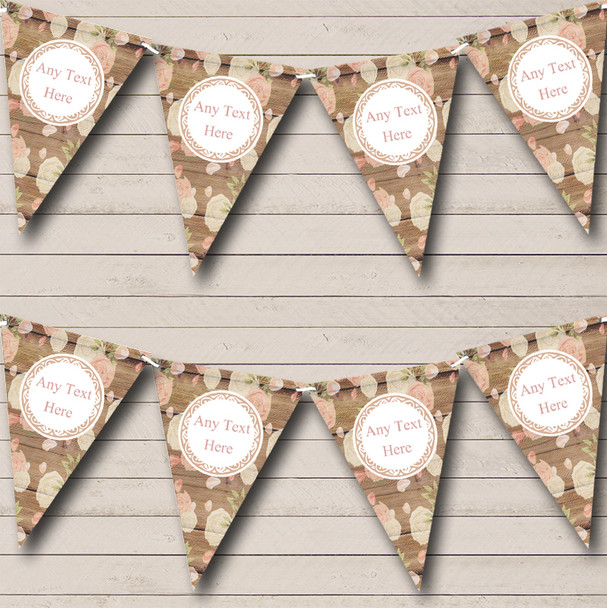 Shabby Chic Vintage Wood & Roses Personalized Tea Party Bunting Flag Banner