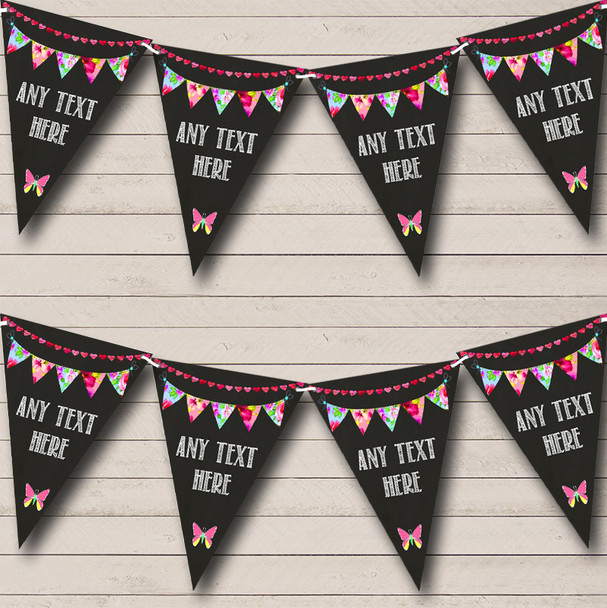Bright Chalk Style Personalized Tea Party Bunting Flag Banner