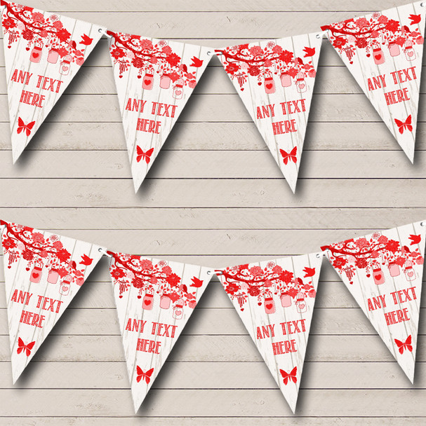 Shabby Chic Vintage Wood Red Personalized Wedding Bunting Flag Banner