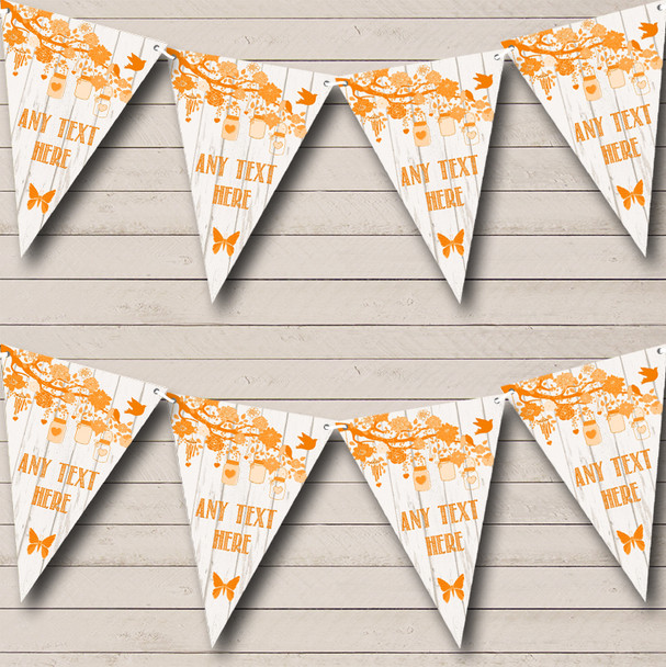 Shabby Chic Vintage Wood Orange Personalized Wedding Bunting Flag Banner