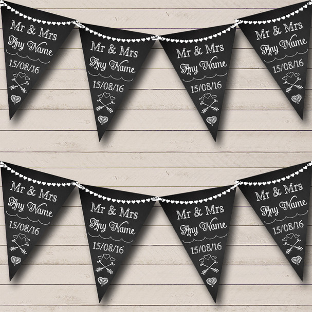 Chalkboard Mr & Mrs Personalized Wedding Bunting Flag Banner