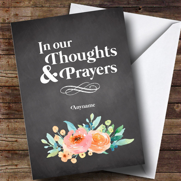 Personalized Chalk Thoughts & Prayers Sympathy Card