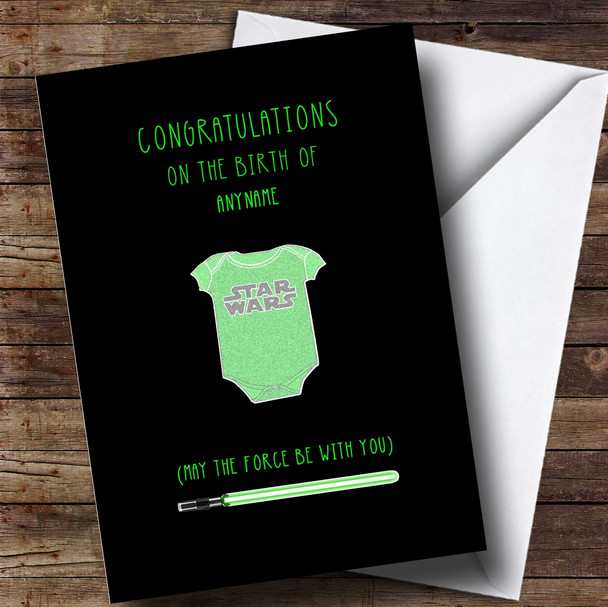Personalized Star wars May The Force Be With You New Baby Card