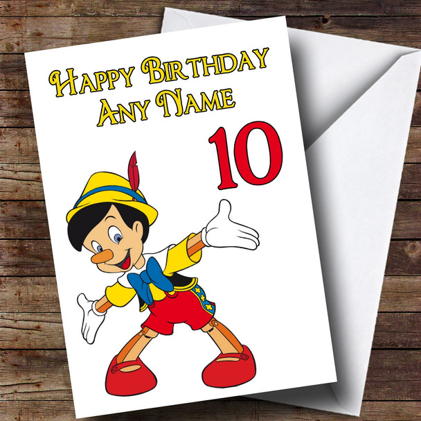 Personalized Pinocchio Disney White Children's Birthday Card