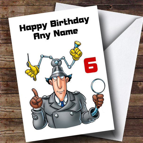 Personalized White Inspector Gadget Children's Birthday Card