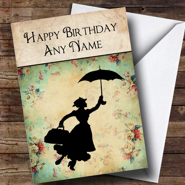 Personalized Vintage Mary Poppins Children's Birthday Card