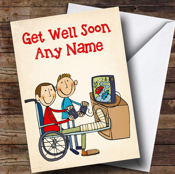 Personalized Broken Leg Get Well Soon Card