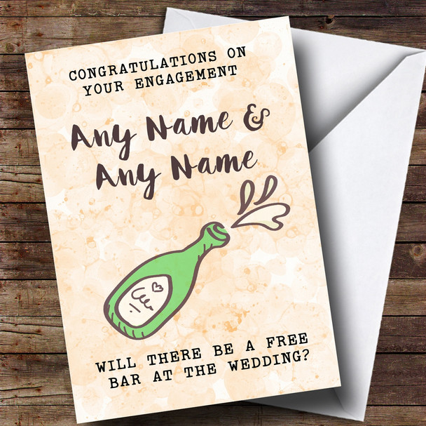 Personalized Funny Will There Be A Free Bar Engagement Card