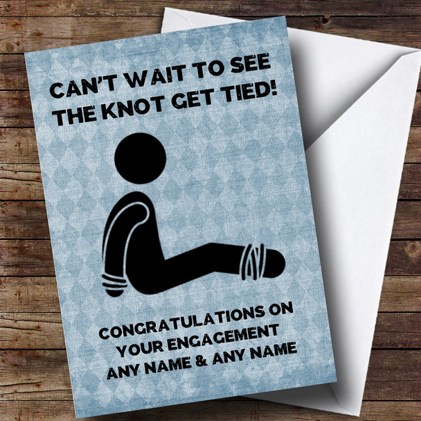 Personalized Funny Man Tied Up Engagement Card